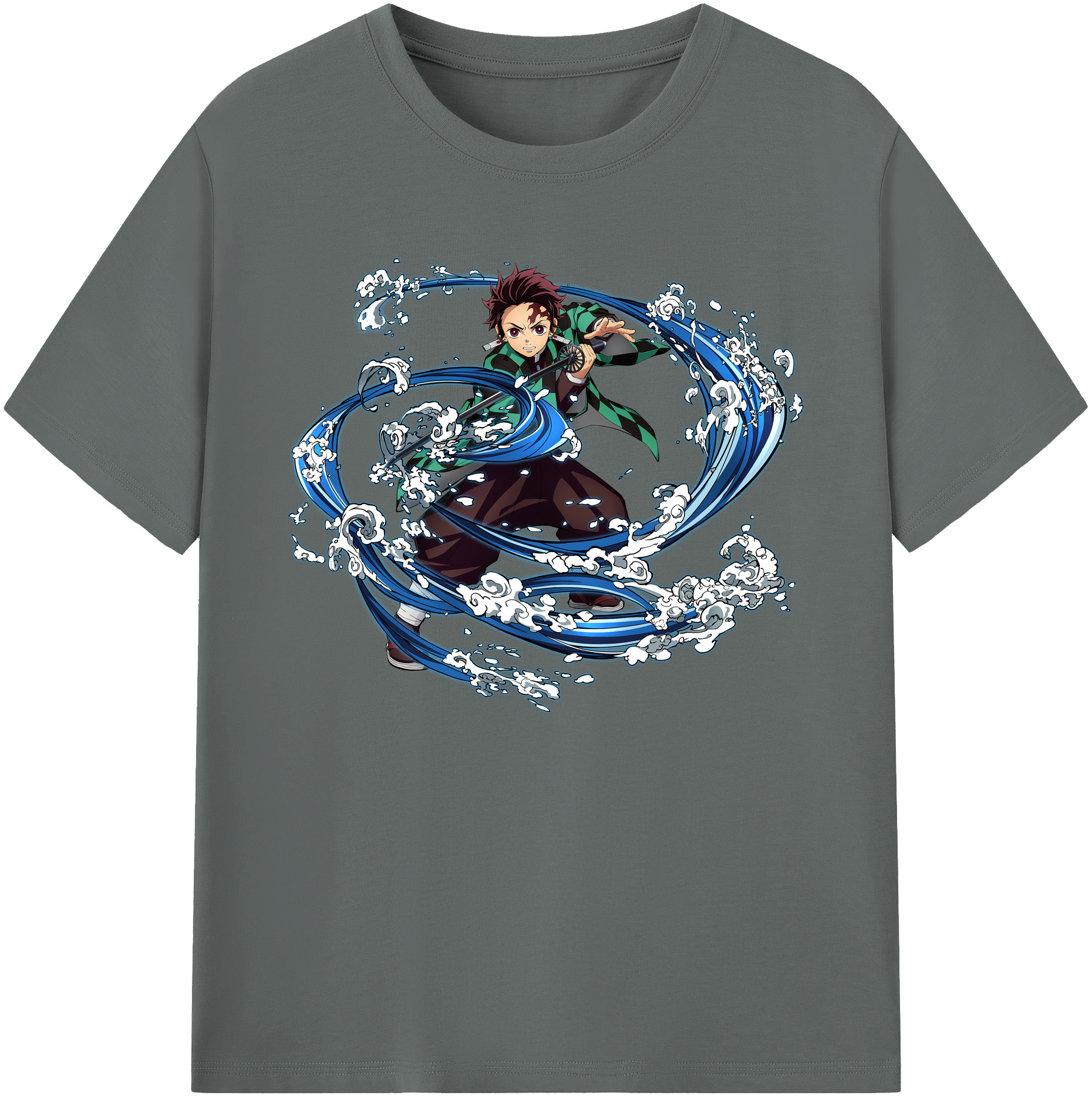（画像用） 鬼滅の刃 竈門 炭治郎／かまど たんじろう Kamado Tanjirou 綿100％ メンズ半袖Tシャツ｜肌触りやわらか＆通気性